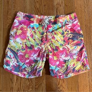 NEW Polo Ralph Lauren Swimwear Neon Tropical Print Bathing Suit Size 38
